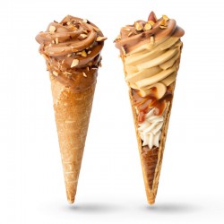 Cône glacé artisanal au caramel.
