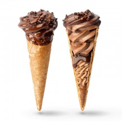 Cône glacé artisanal au chocolat.