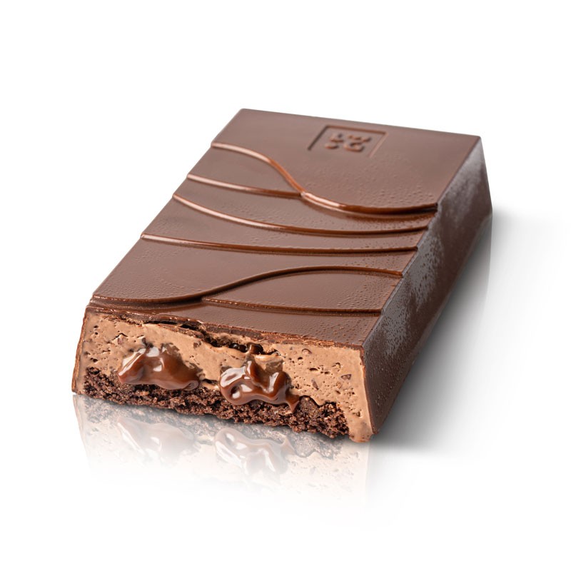 Bûche de Noël glacée Tablette chocolat noir et caramel.