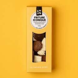 Friture aux chocolats noir, lait et blanc.