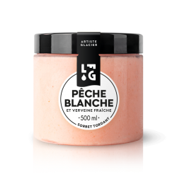 Sorbet artisanal pêche et verveine.