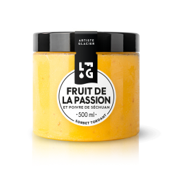 Sorbet artisanal au fruit de la passion.