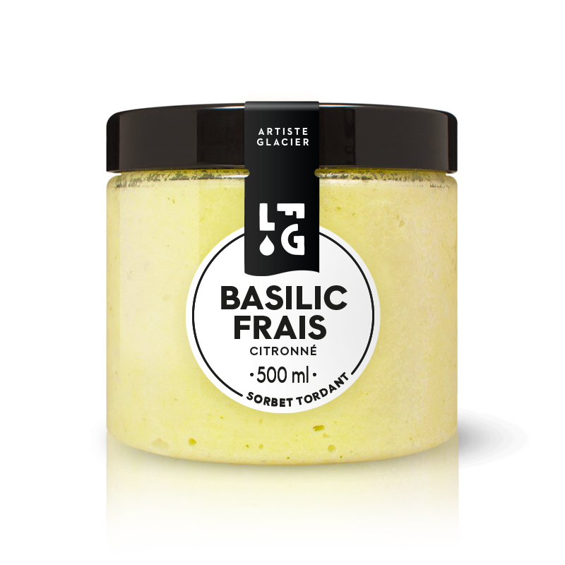 Sorbet artisanal basilic frais.