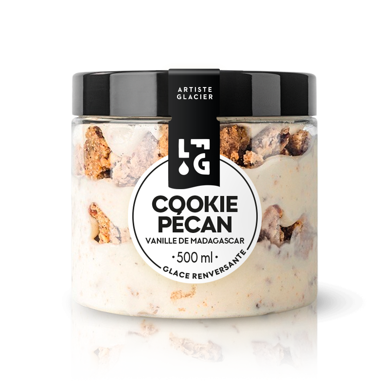 Glace artisanale au cookie pécan et vanille de Madagascar