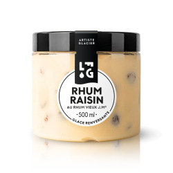 Glace artisanale rhum raisin.