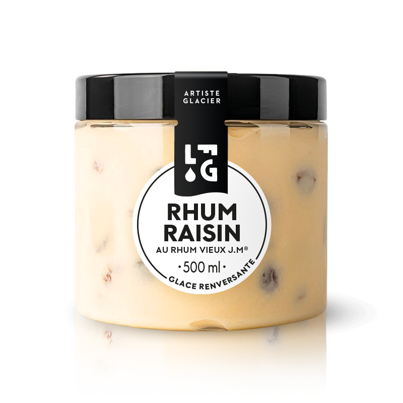 Glace artisanale rhum raisin.