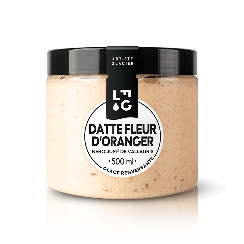 Glace artisanale à la datte Medjool et la fleur d'oranger de Vallauris