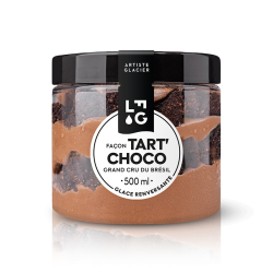 Glace artisanale façon Tart'Choco au chocolat noir Grand Cru du Brésil,  et morceaux de streusel cacao