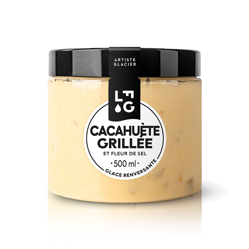 Glace artisanale à la cacahuète grillée et fleur de sel.