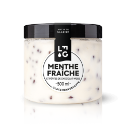 Glace artisanale à la menthe fraîche et pépites de chocolat Weiss®.