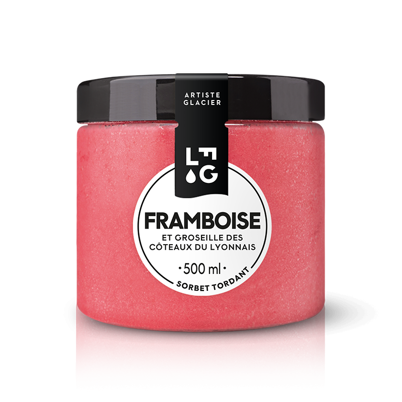 Sorbet artisanal à la framboise et groseille.