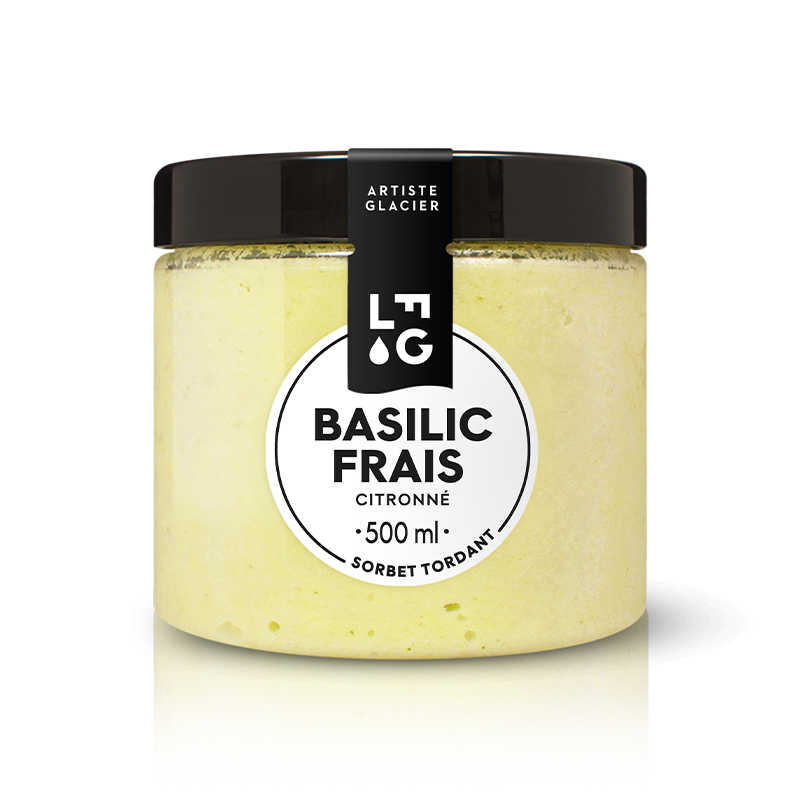 Sorbet artisanal basilic frais.