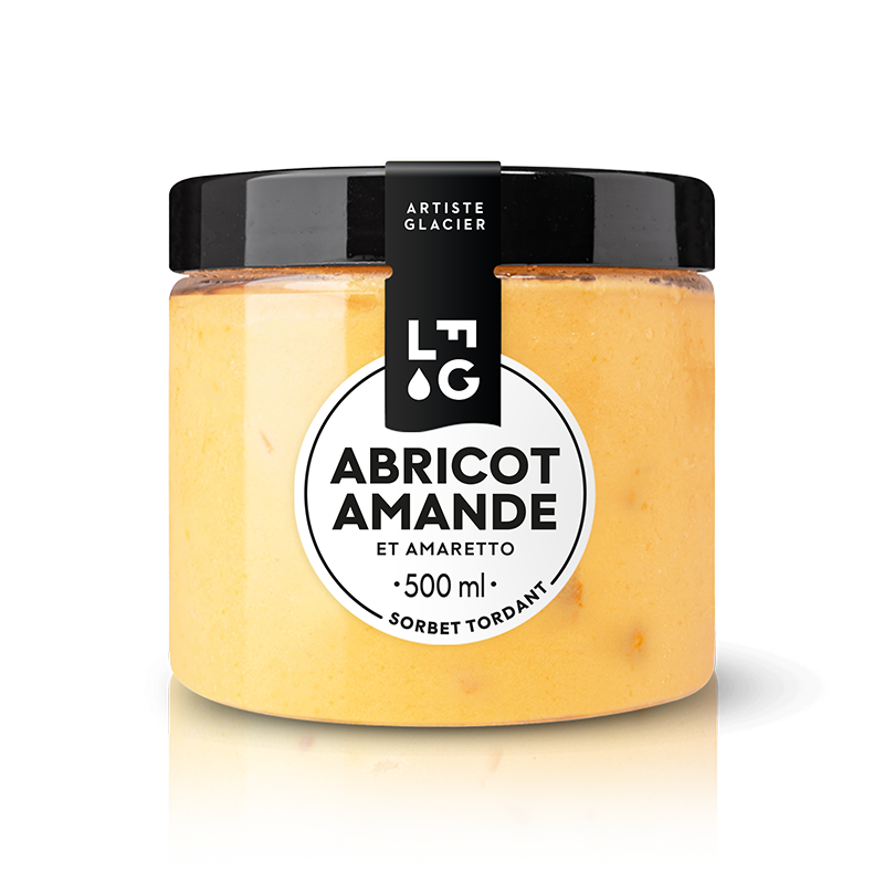 Sorbet artisanal abricot amande et amaretto.