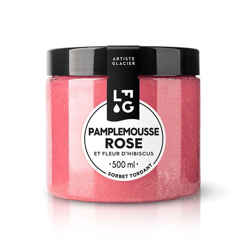 Sorbet artisanal au pamplemousse rose et à l'hibiscus