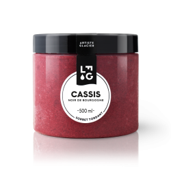 Sorbet plein fruit artisanal au Cassis noir de Bourgogne.