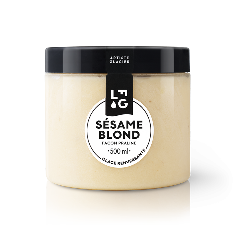 Glace artisanale sésame blond façon praliné.