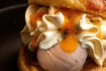 Éphémères d’octobre : sorbet coing et vanille de Madagascar, beignet marron exot
